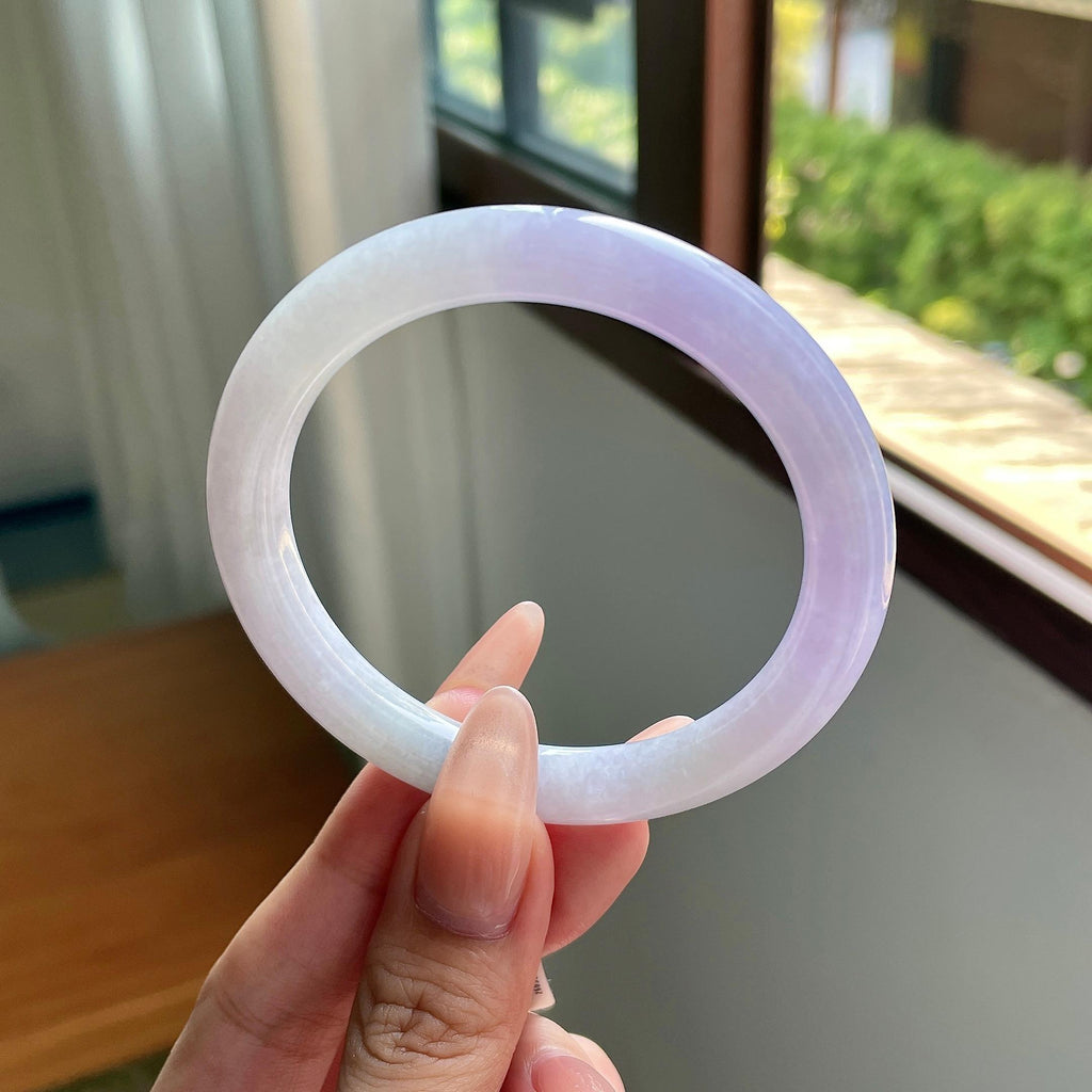 糯种紫罗兰圆条 57圈口 天然缅甸A货翡翠（yc508735）