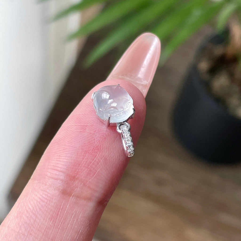 18K冰种无色貔貅小滴溜吊坠 天然缅甸A货翡翠（yc532808）