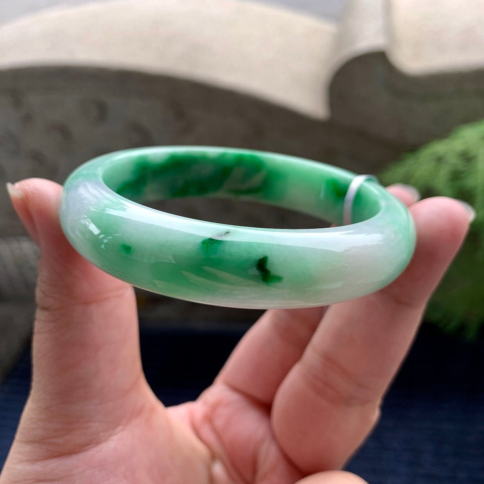 糯种飘绿平安镯（57mm）（yc089964）