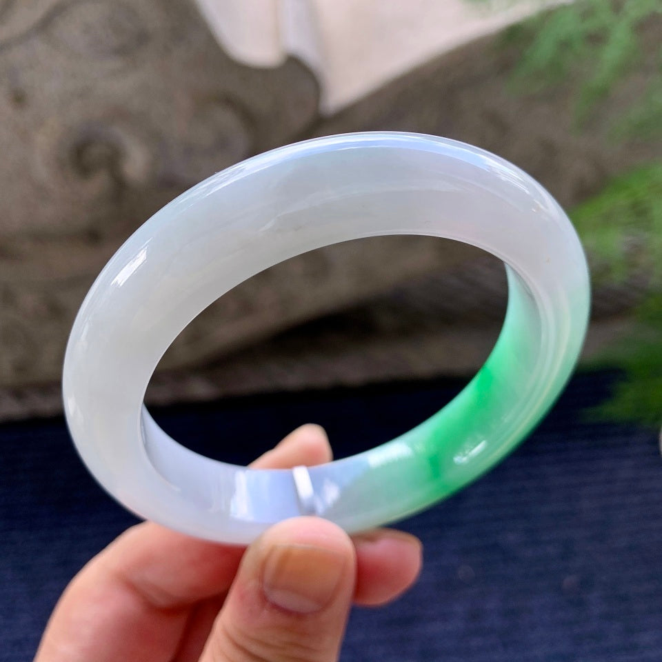 细糯种飘阳绿平安镯（57mm）（yc175869）
