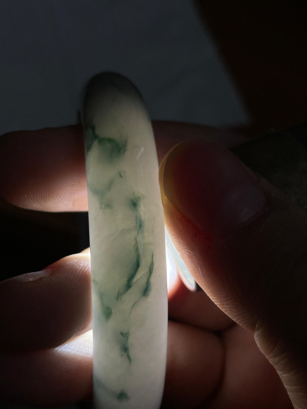 细糯种牛奶底飘花正圈平安镯 55圈 天然缅甸A货翡翠（yc703261）