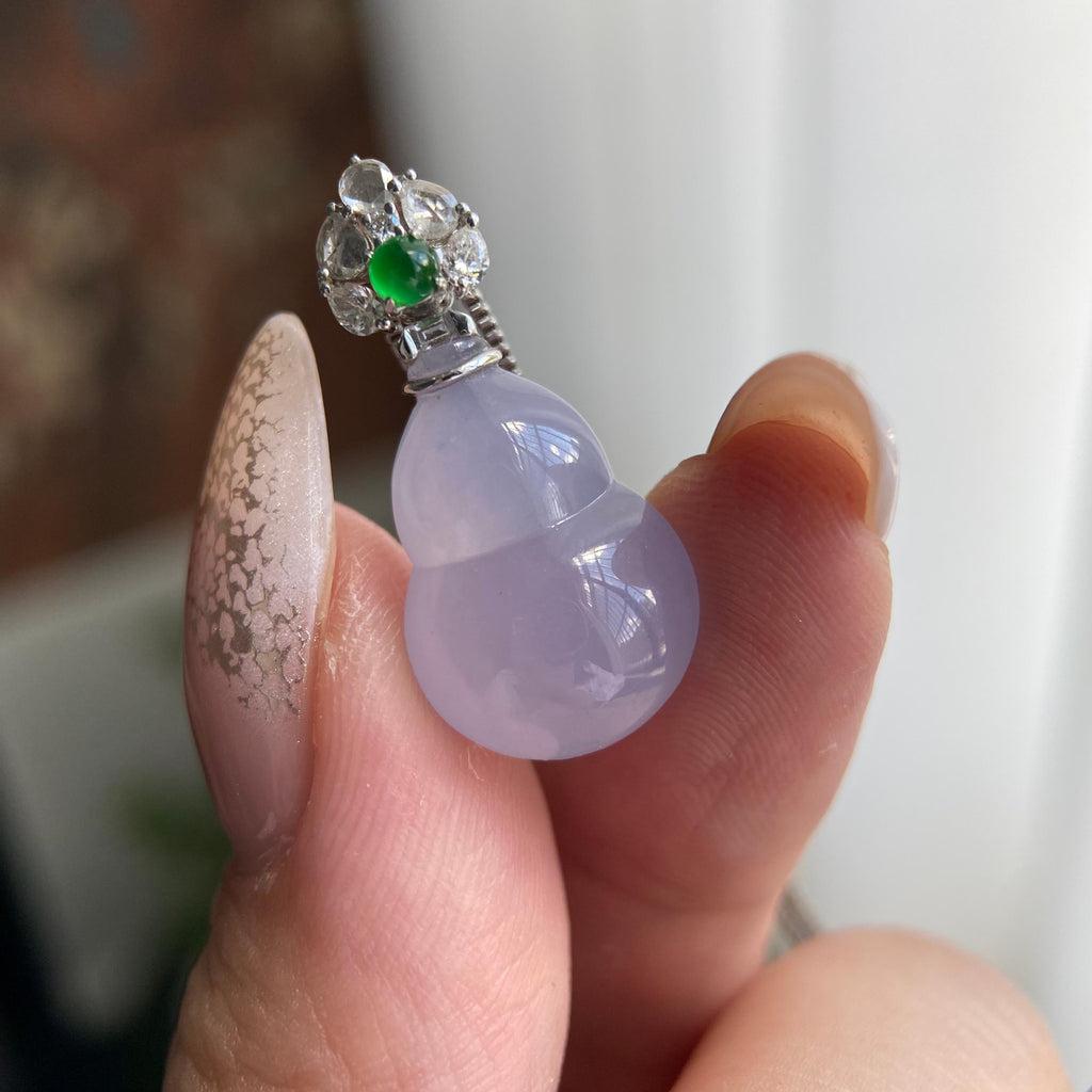 18k金钻镶冰种紫罗兰葫芦吊坠（yc209949）