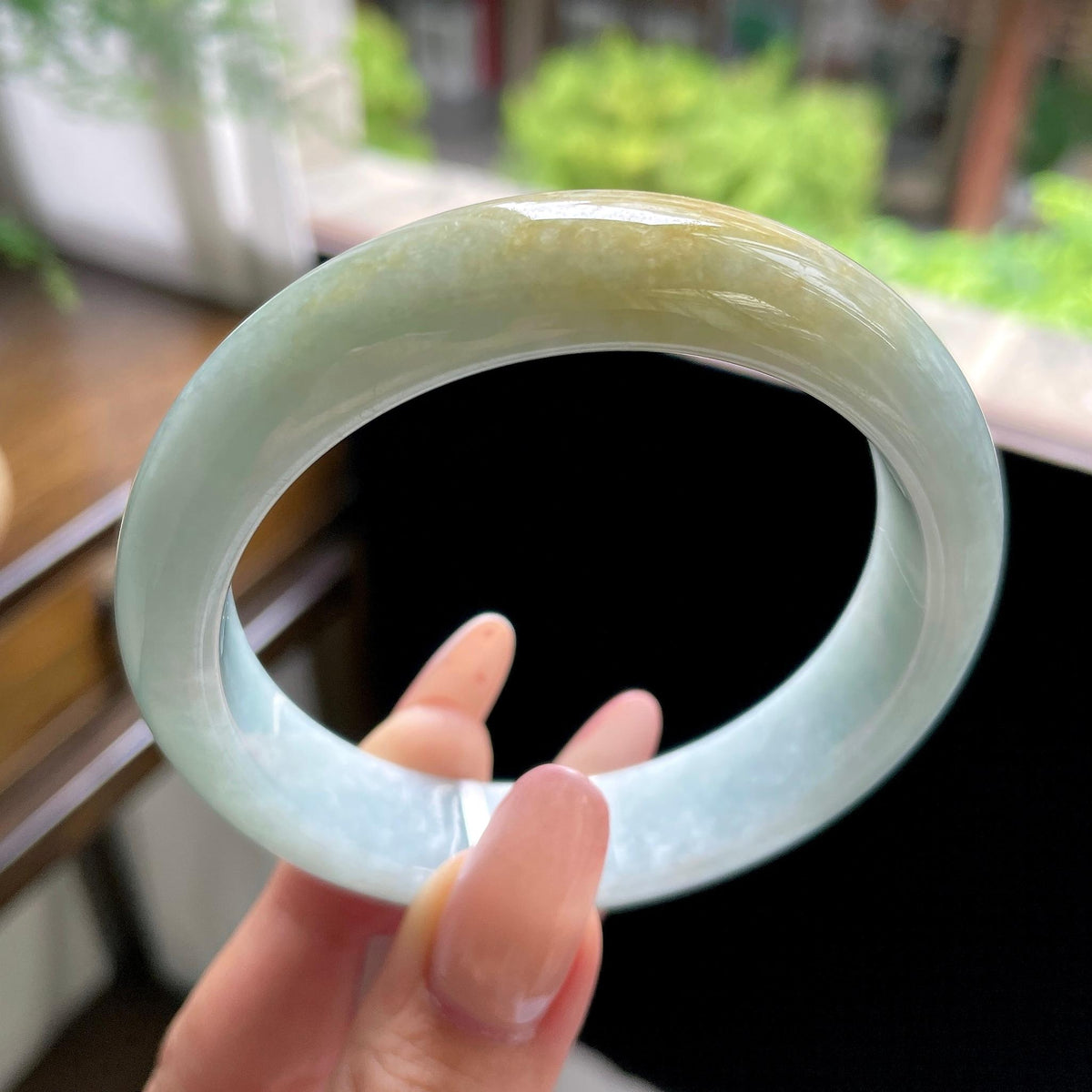 大圈口 糯种黄翡正圈平安镯 59.5圈（yc709482）