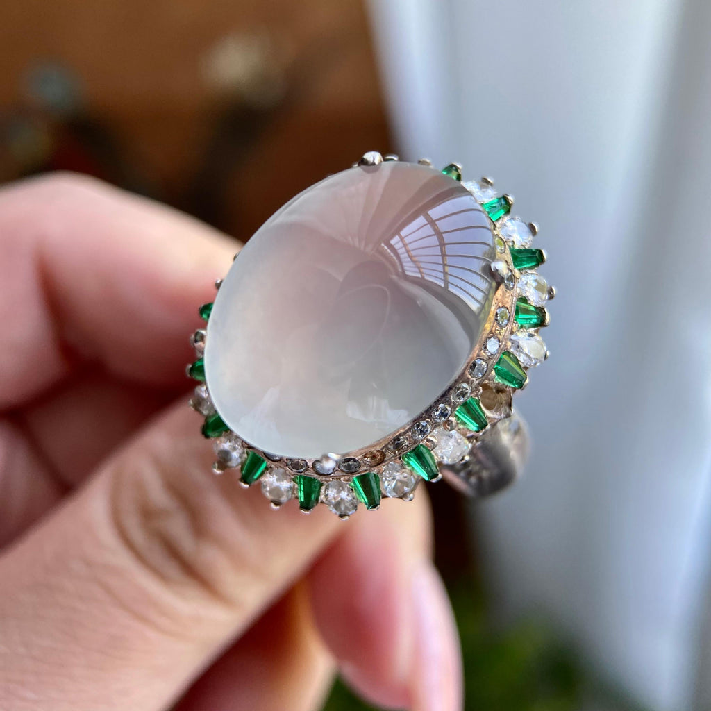 高冰种白月光鸽子蛋戒面裸石（yc234308）