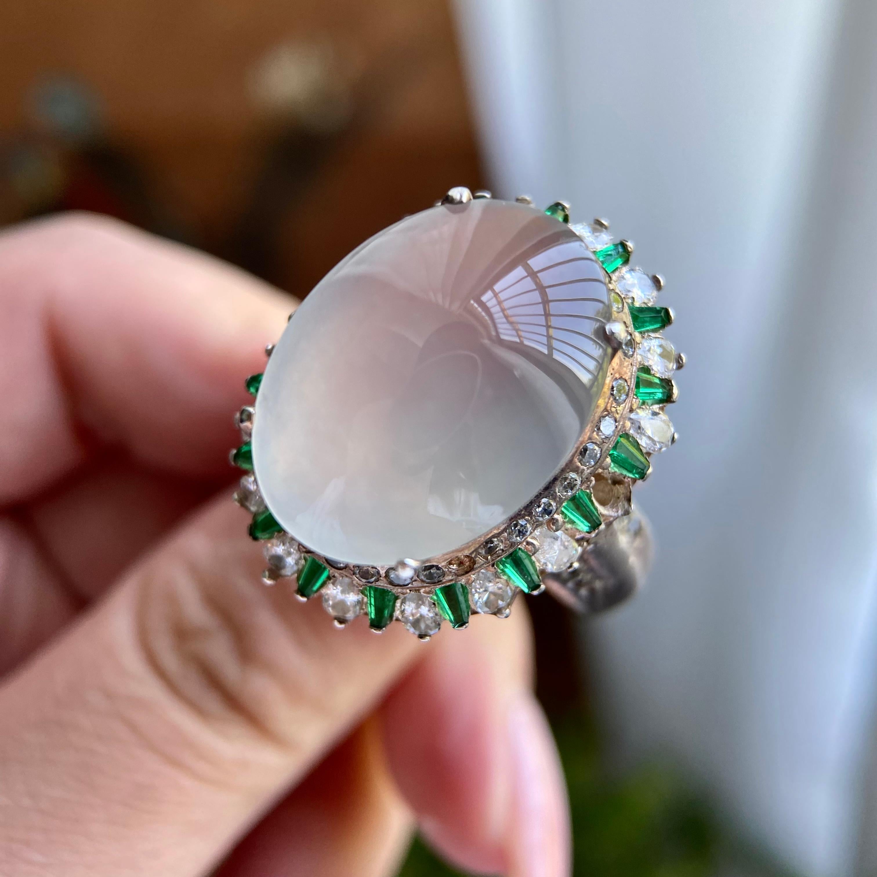 高冰种白月光鸽子蛋戒面裸石（yc234308）