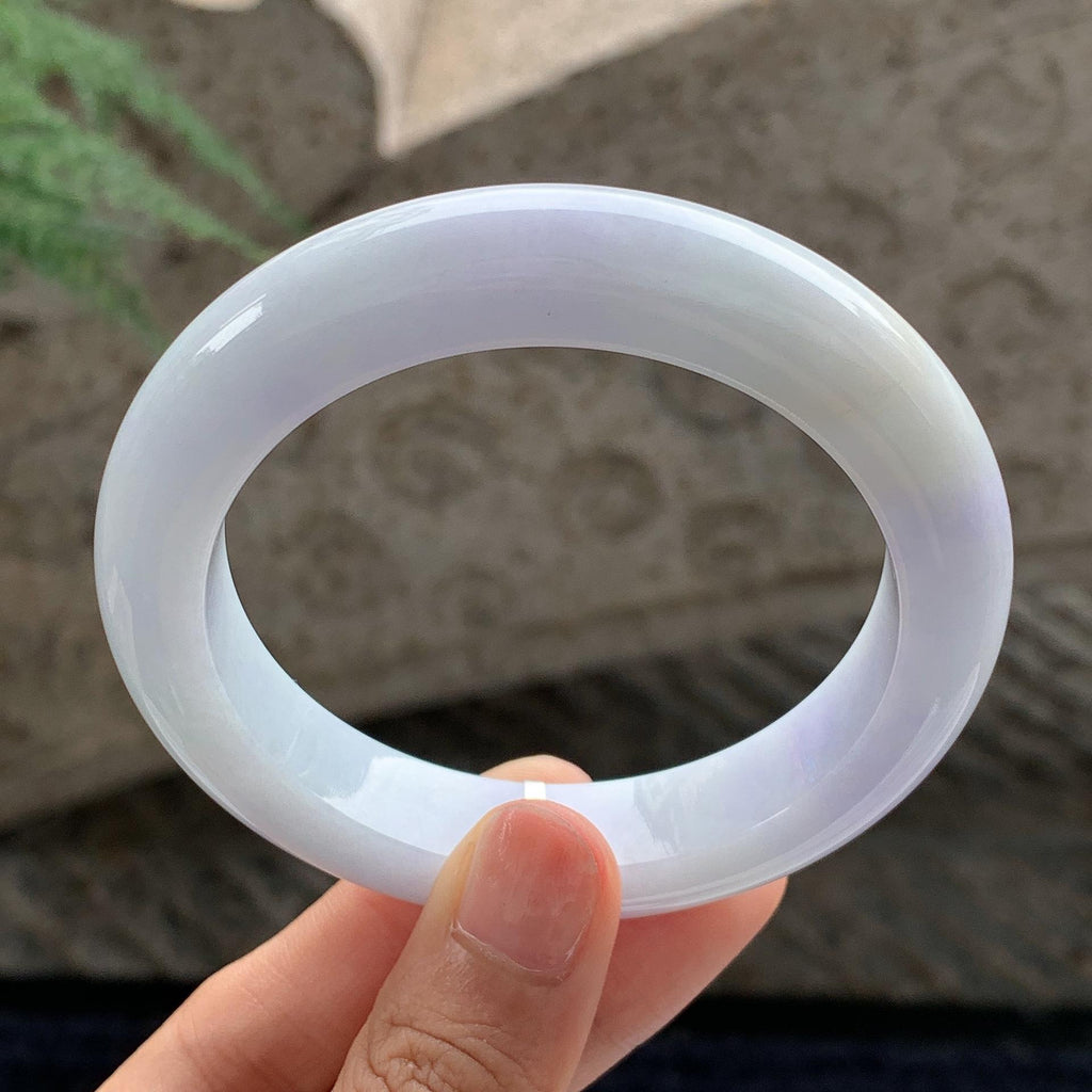 细糯种 淡紫正圈平安镯 56.5圈 天然缅甸A货翡翠（yc701145）