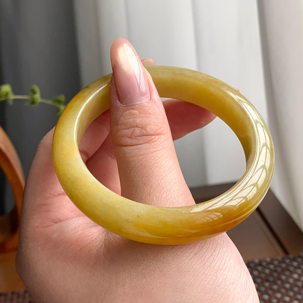 细糯种黄翡平安镯（53圈）（yc247637）