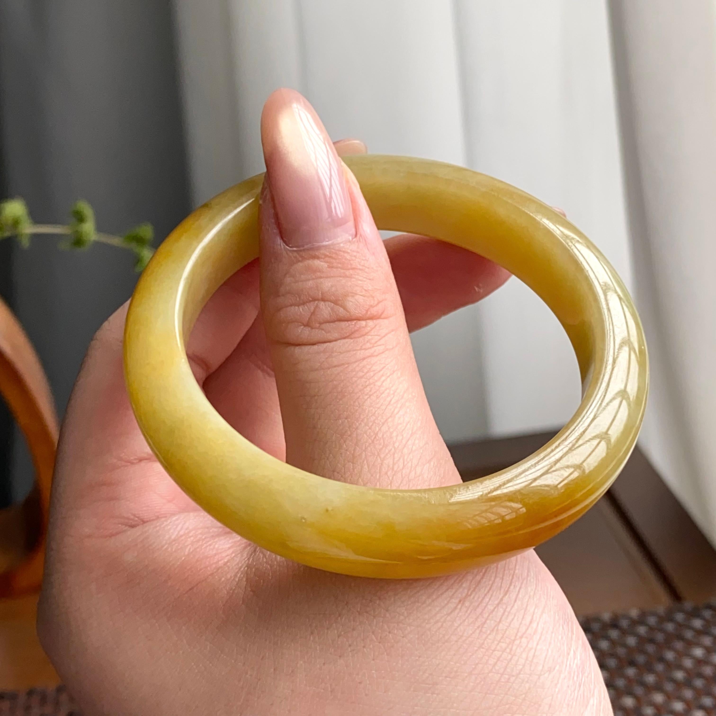 细糯种黄翡平安镯（53圈）（yc247637）