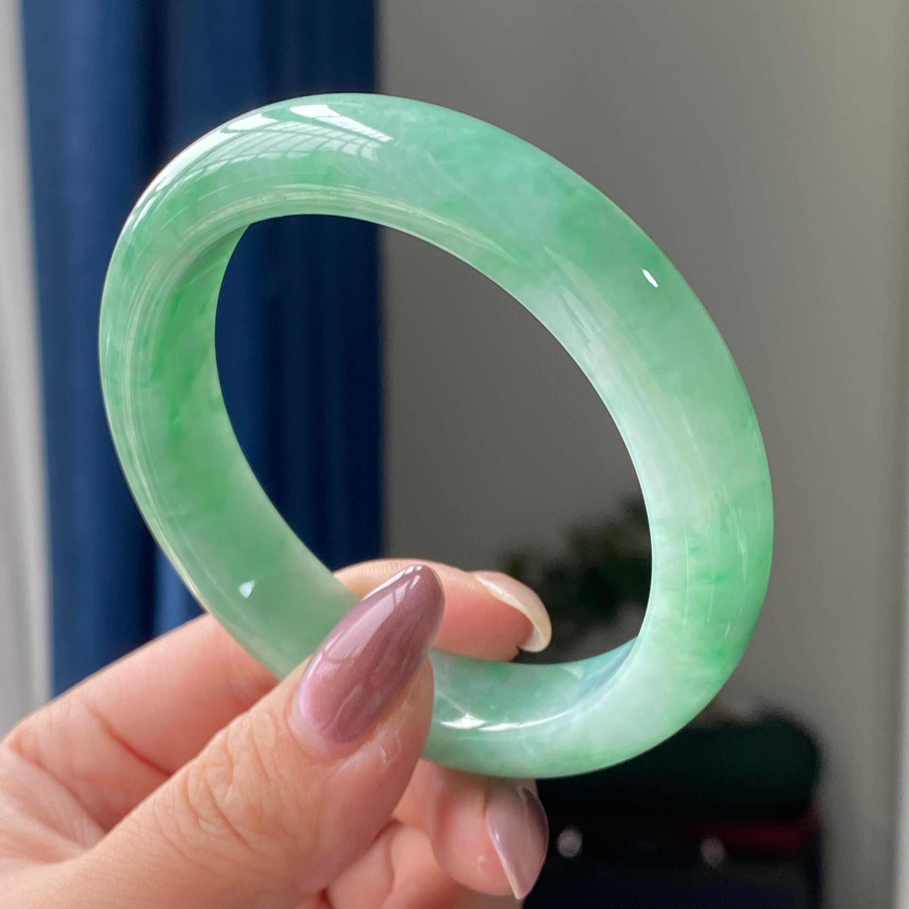 细糯种满绿平安镯手镯（57圈）（yc196859）