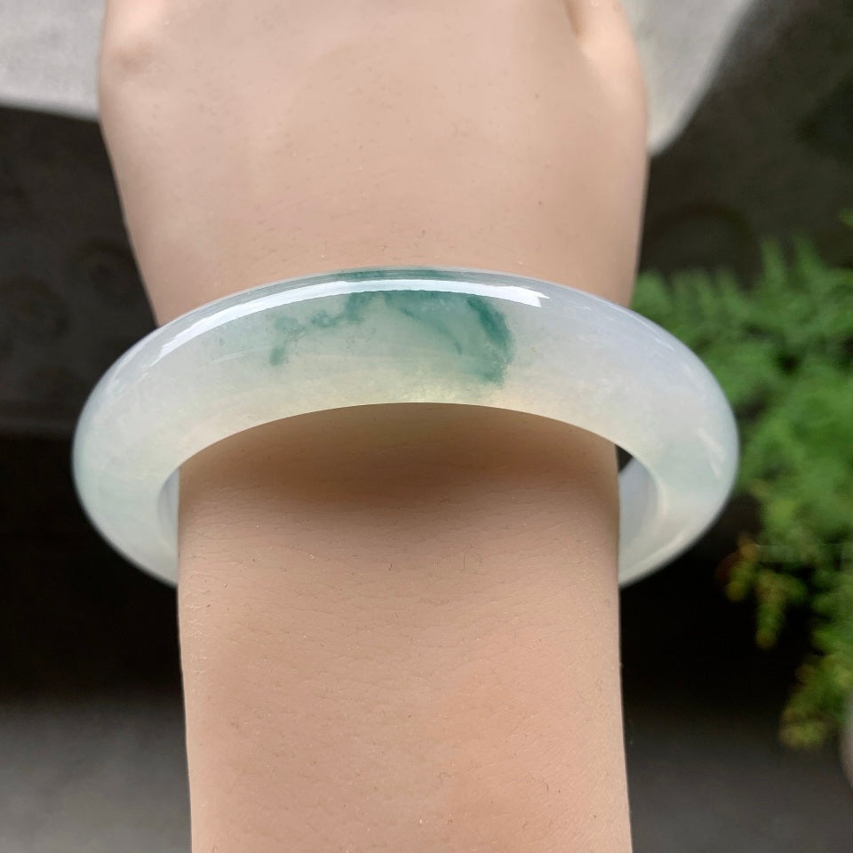 糯冰种飘花平安镯（61.7mm）（yc097043）