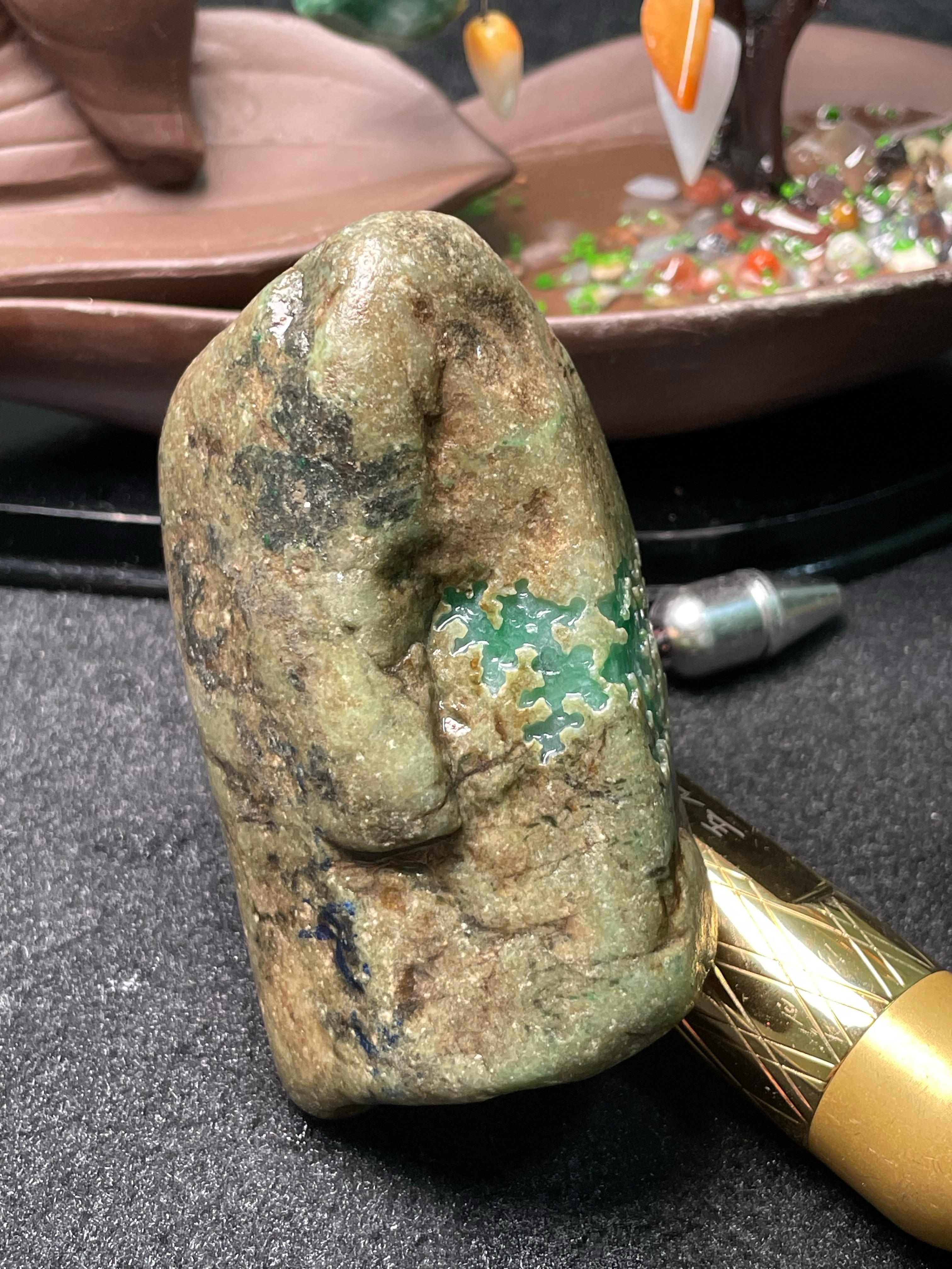 后江开窗冰底飘阳绿牌子挂件料（yc494742）