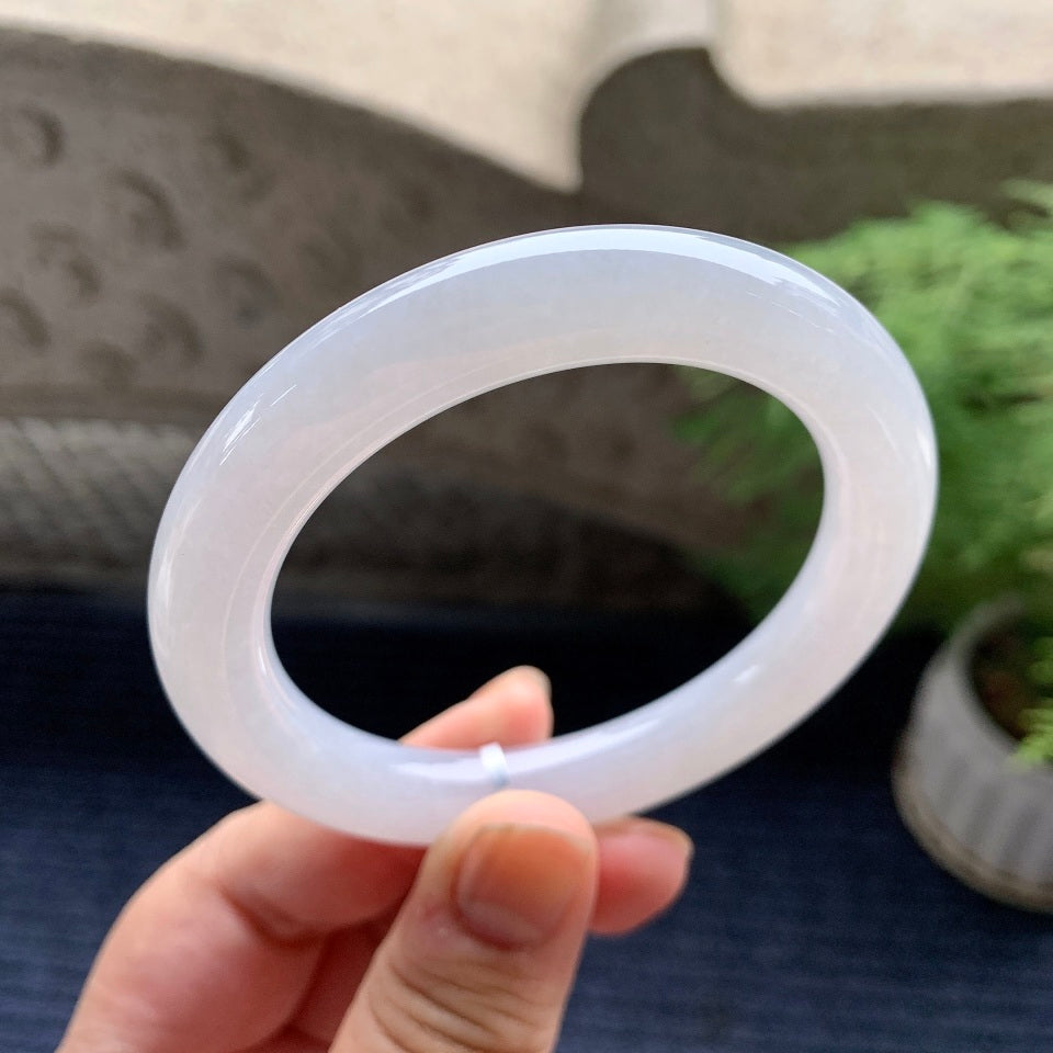 细糯种无色圆条手镯（55.6mm）（yc093436）
