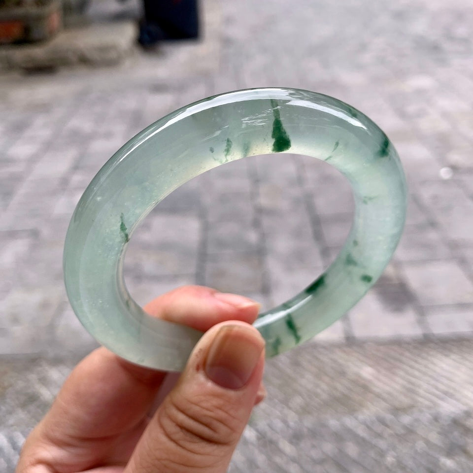 高冰飘花圆条手镯（57.3mm）（yc168593）