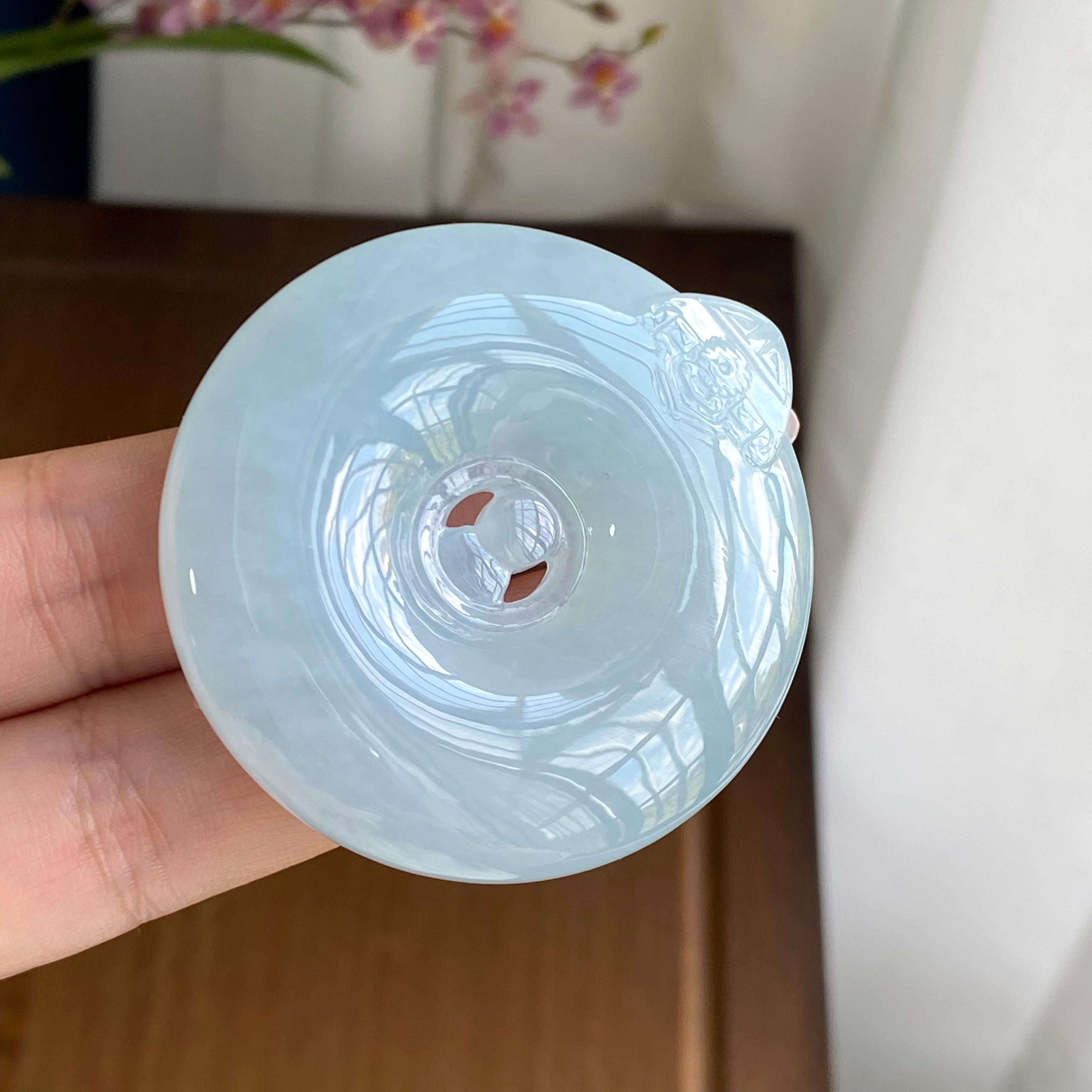 糯冰种蓝晴底平安扣吊坠（yc297002）