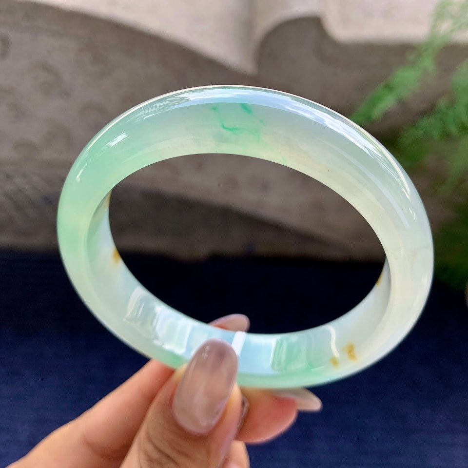 糯冰种晴水飘黄翡平安镯（58.8mm）（yc172334）