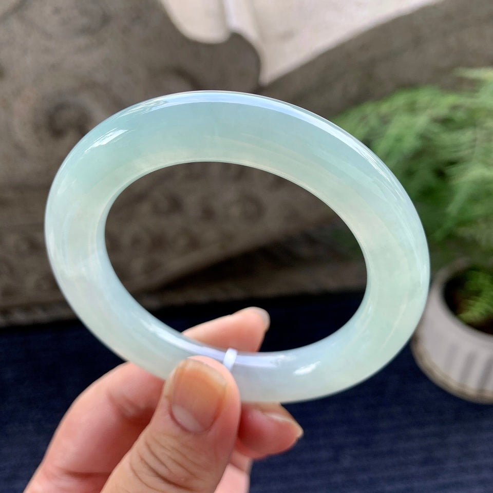 糯冰种晴水圆条手镯（55.3mm）（yc090491）