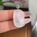 18K金钻镶冰种飘花如意吊坠（yc303115）
