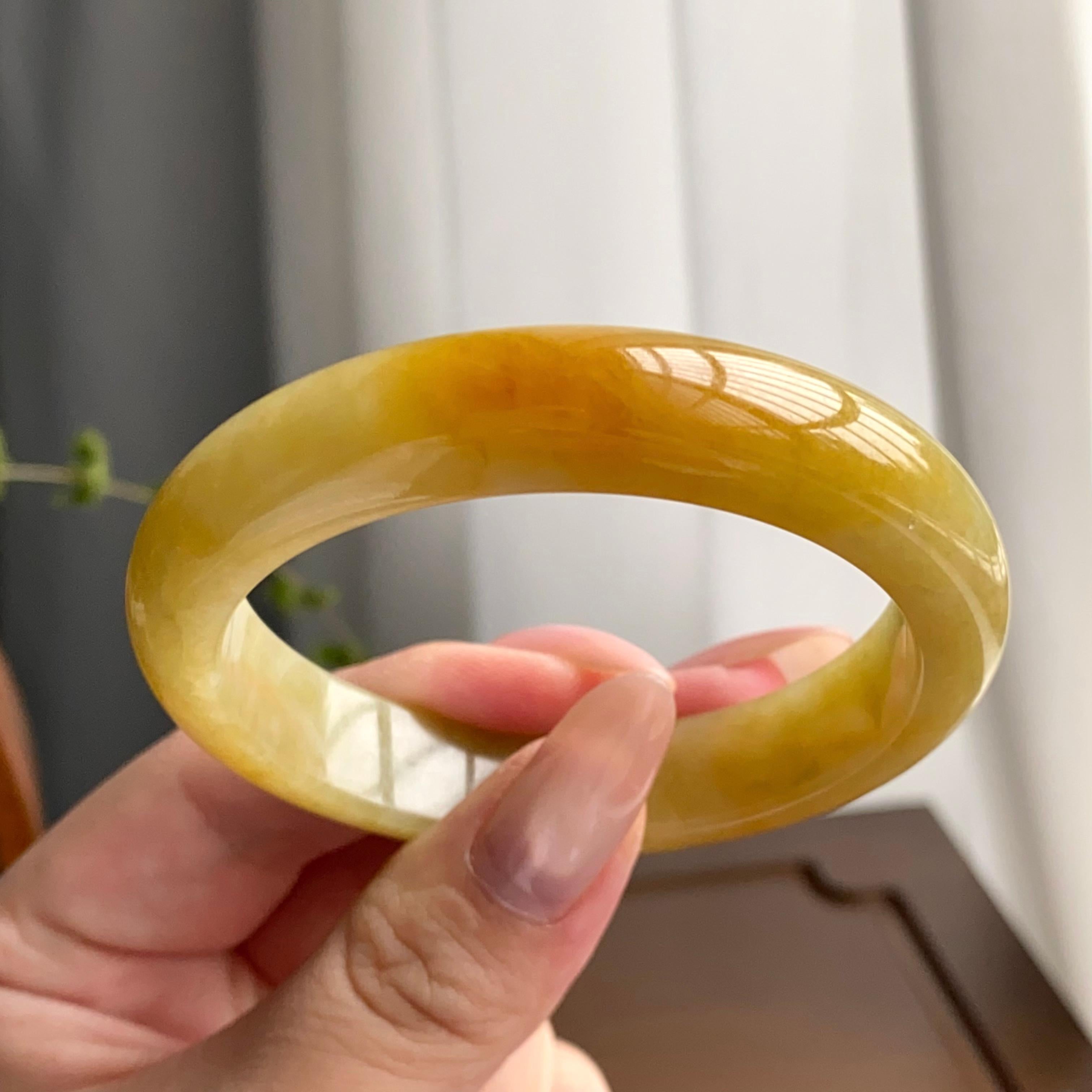 细糯种黄翡平安镯（53圈）（yc247637）