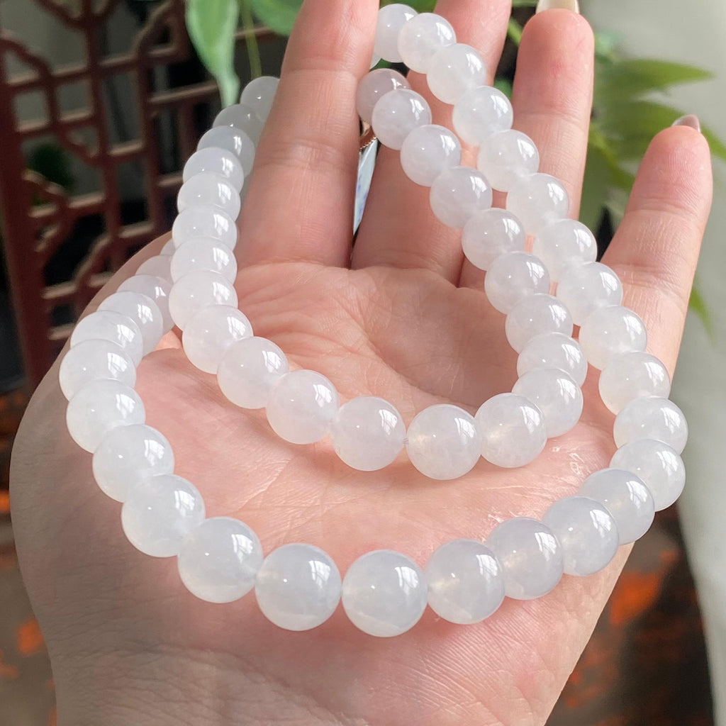 糯冰种白月光珠链（57颗）（yc194883）