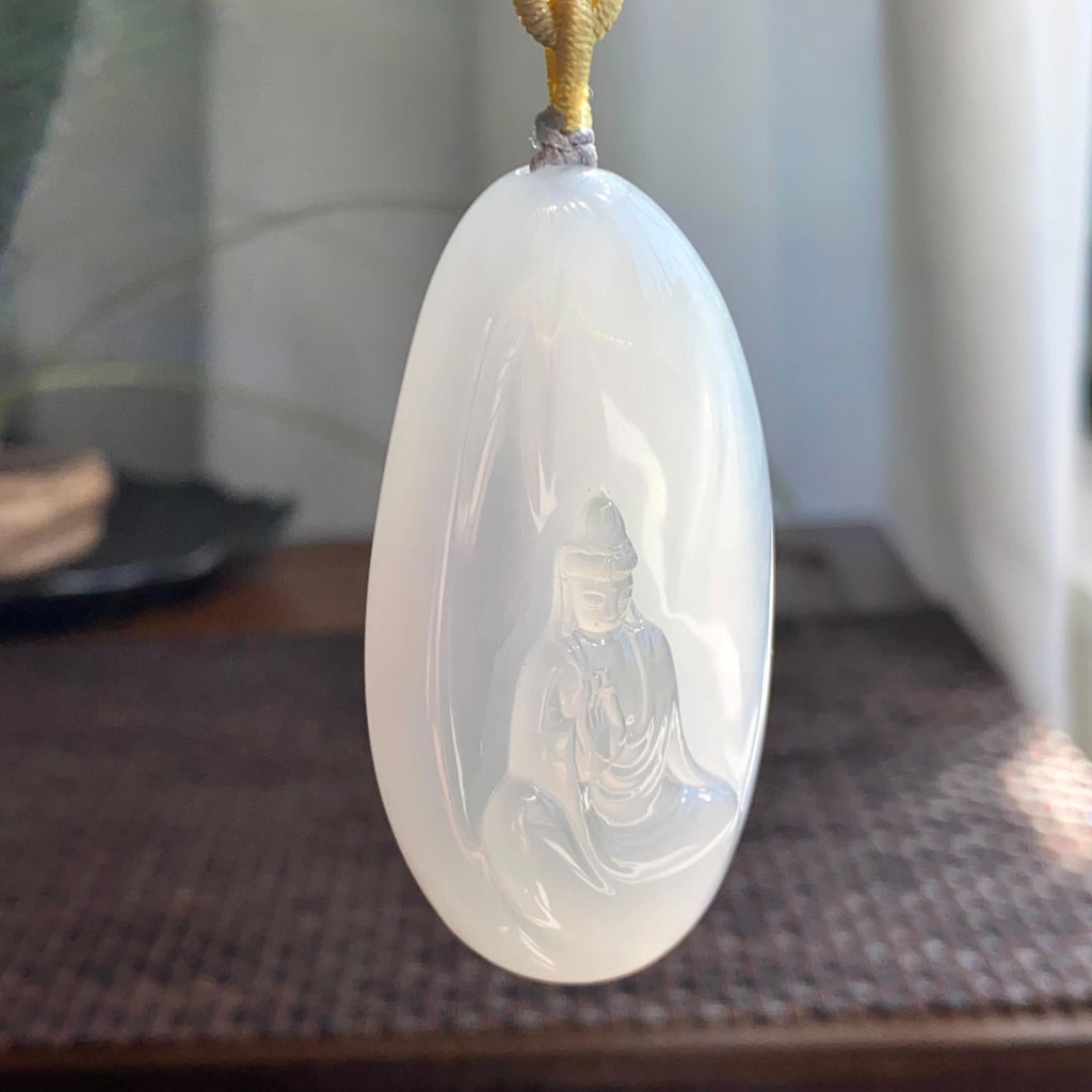 糯冰种白月光观音牌吊坠（yc265661）