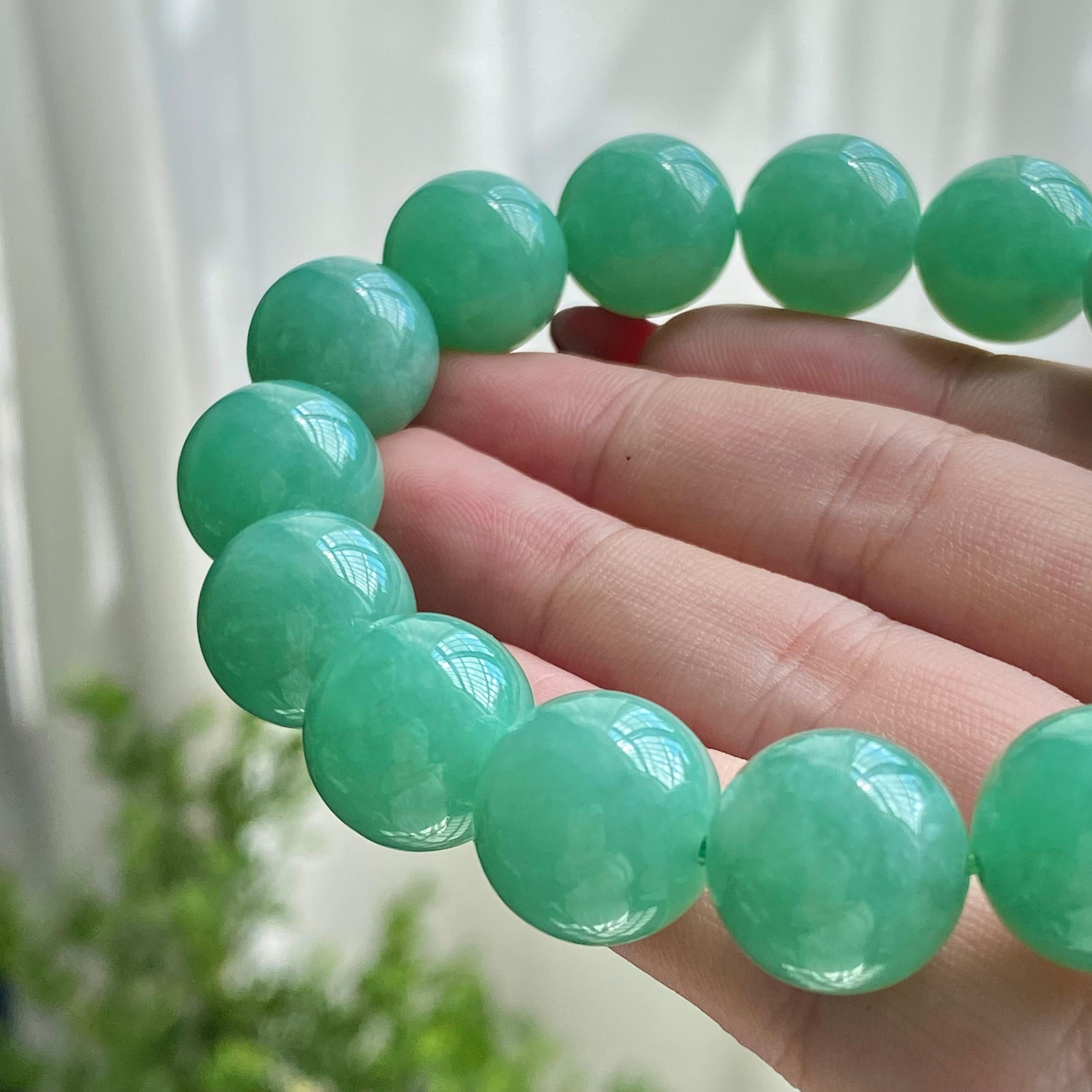 细糯种满绿单圈手串（16颗）（yc213509）