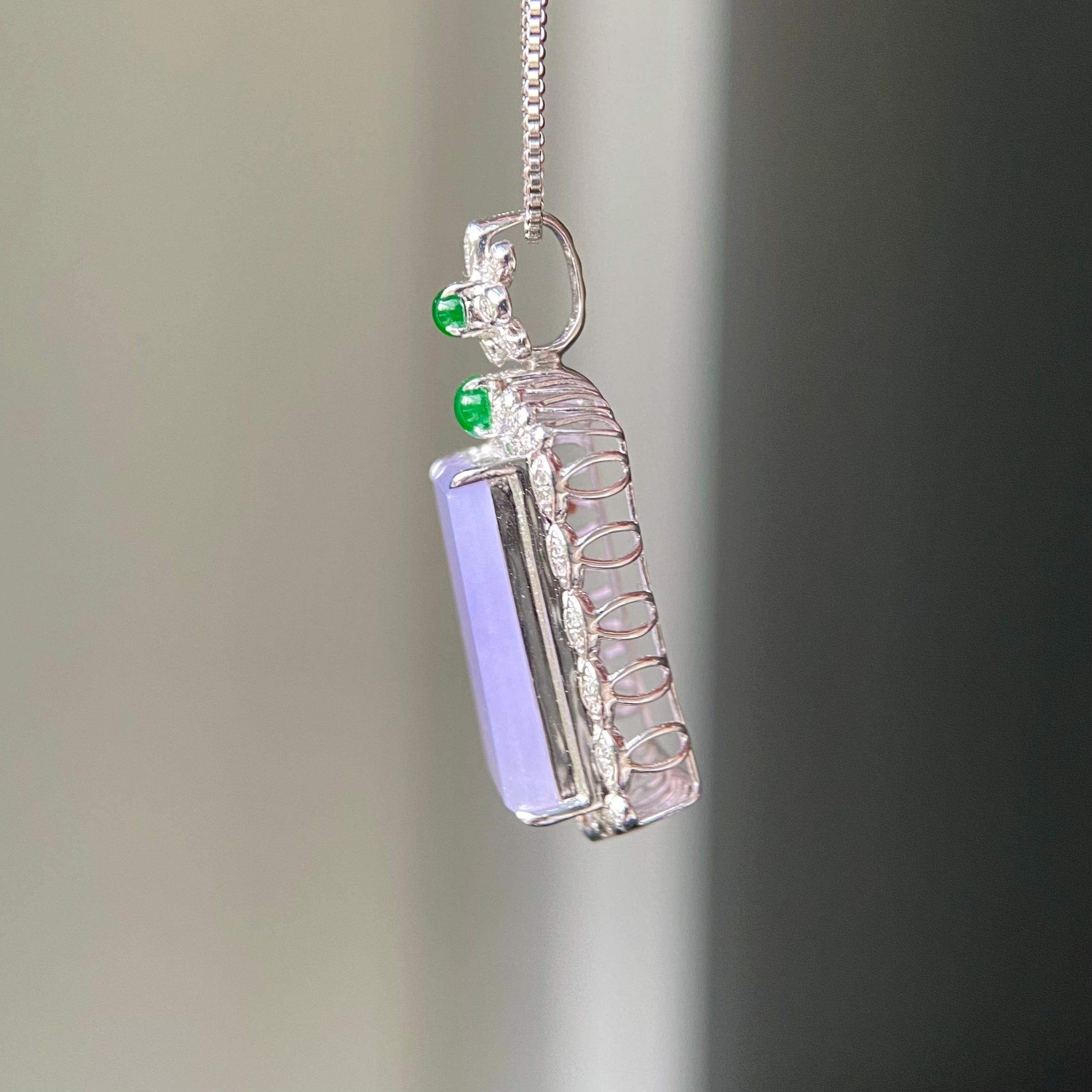 18k金钻镶冰种紫罗兰无事牌吊坠（yc216840）