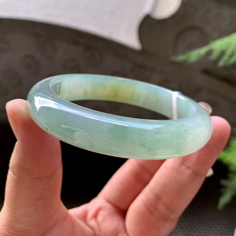 糯冰晴底飘花黄翡平安镯（57.8mm）（TF07093601）