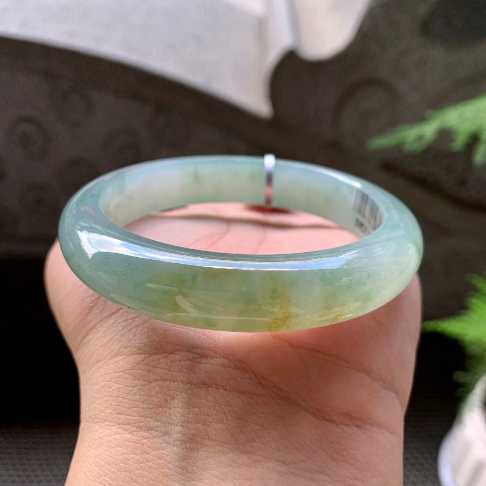 糯冰晴底飘花黄翡平安镯（57.8mm）（TF07093601）