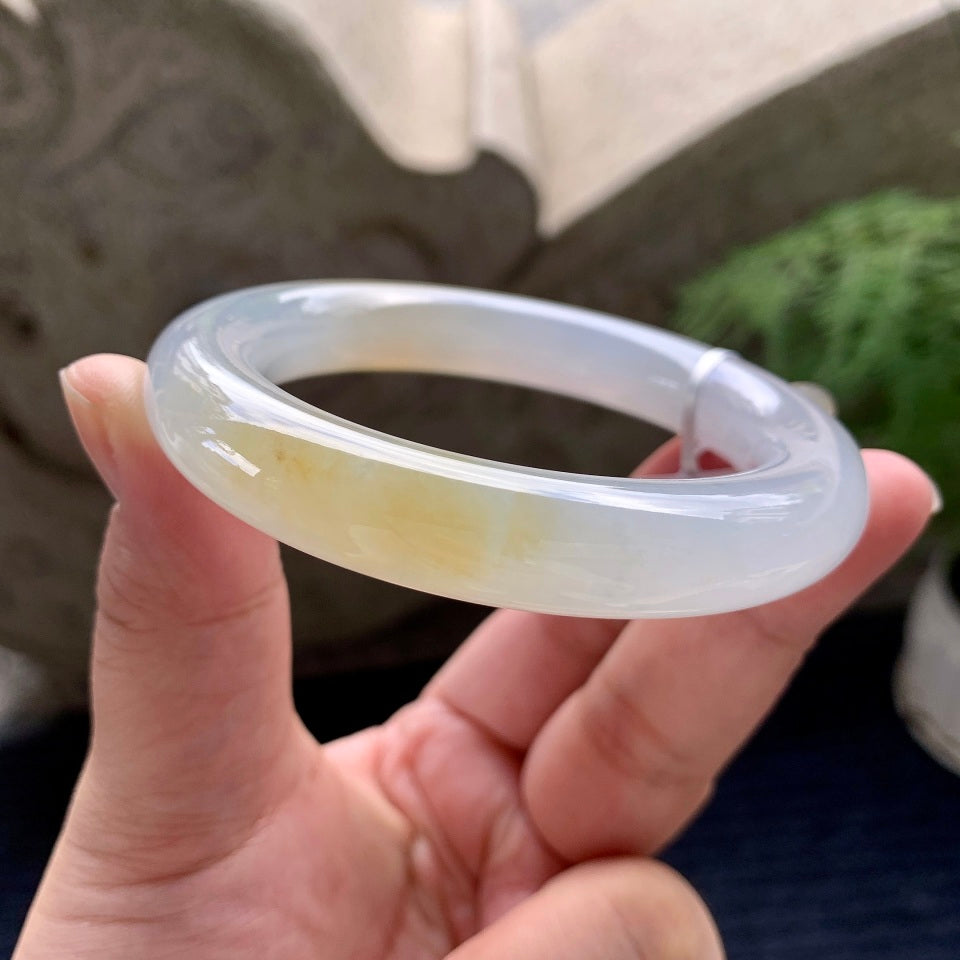 糯冰种黄翡圆条手镯（56.2mm）（yc118369）
