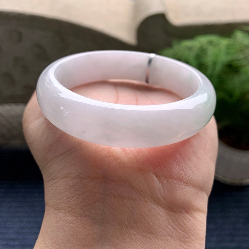 糯冰种白底青平安镯（56.6mm）（yc081939）