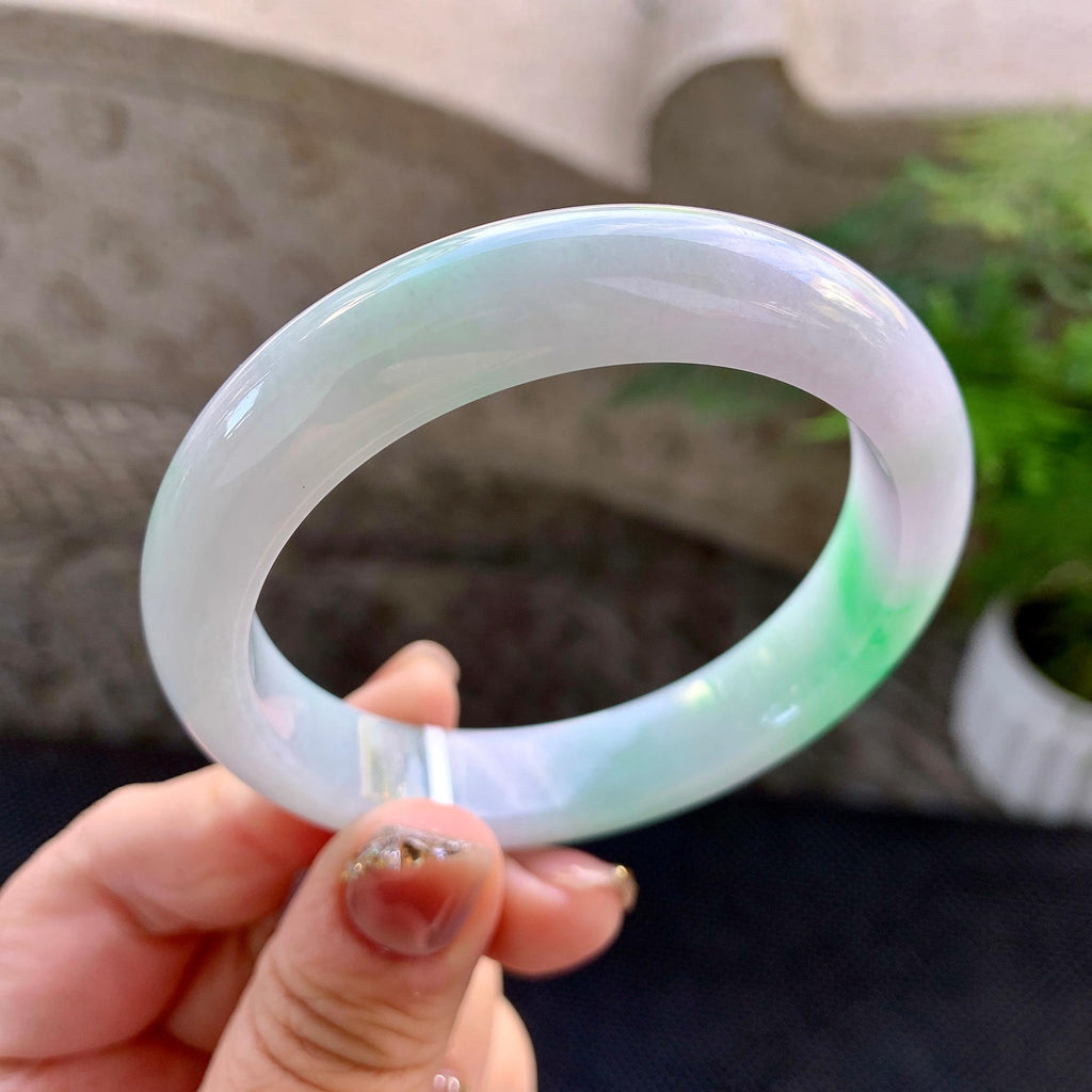 细糯种白底青平安镯（56.8mm）（yc273605）