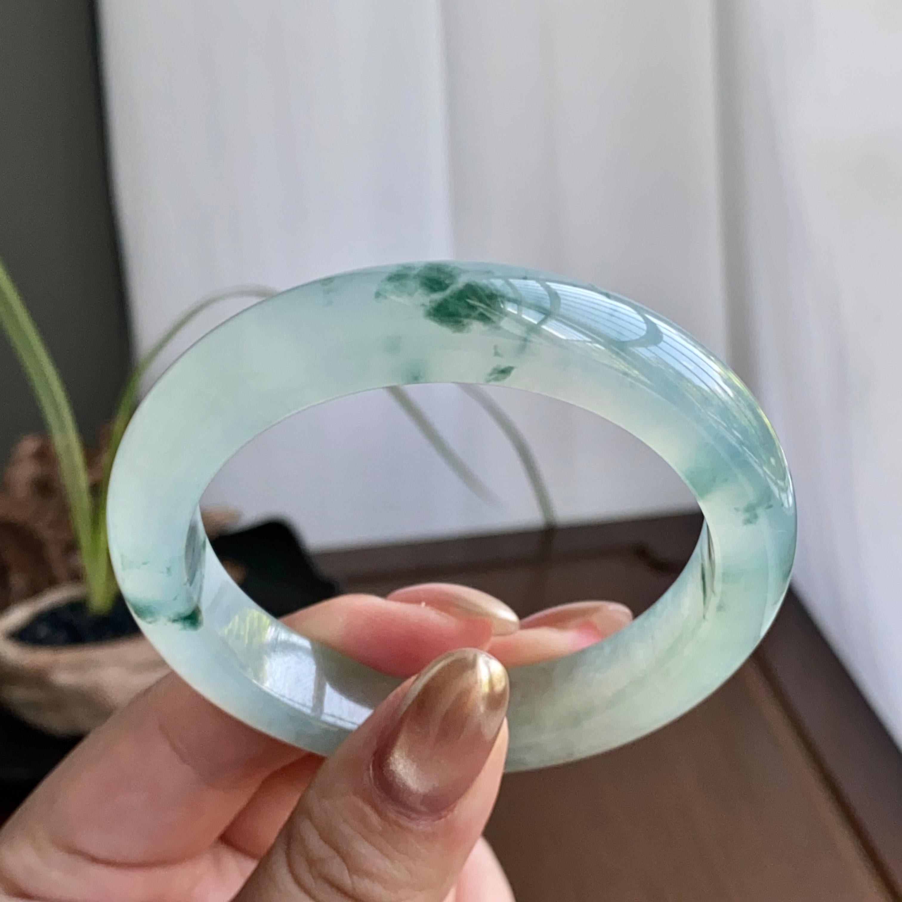 冰种飘花平安镯（54圈）（yc259123）