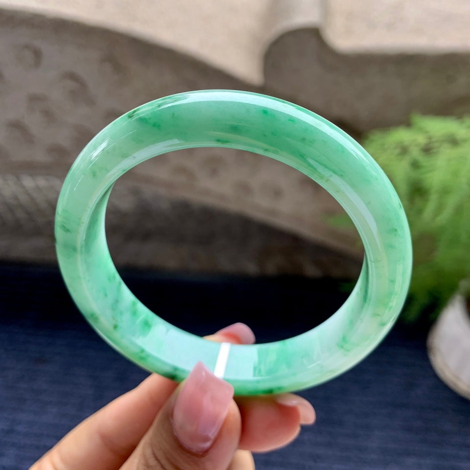 细糯种飘绿平安镯（56.7mm）（yc094312）