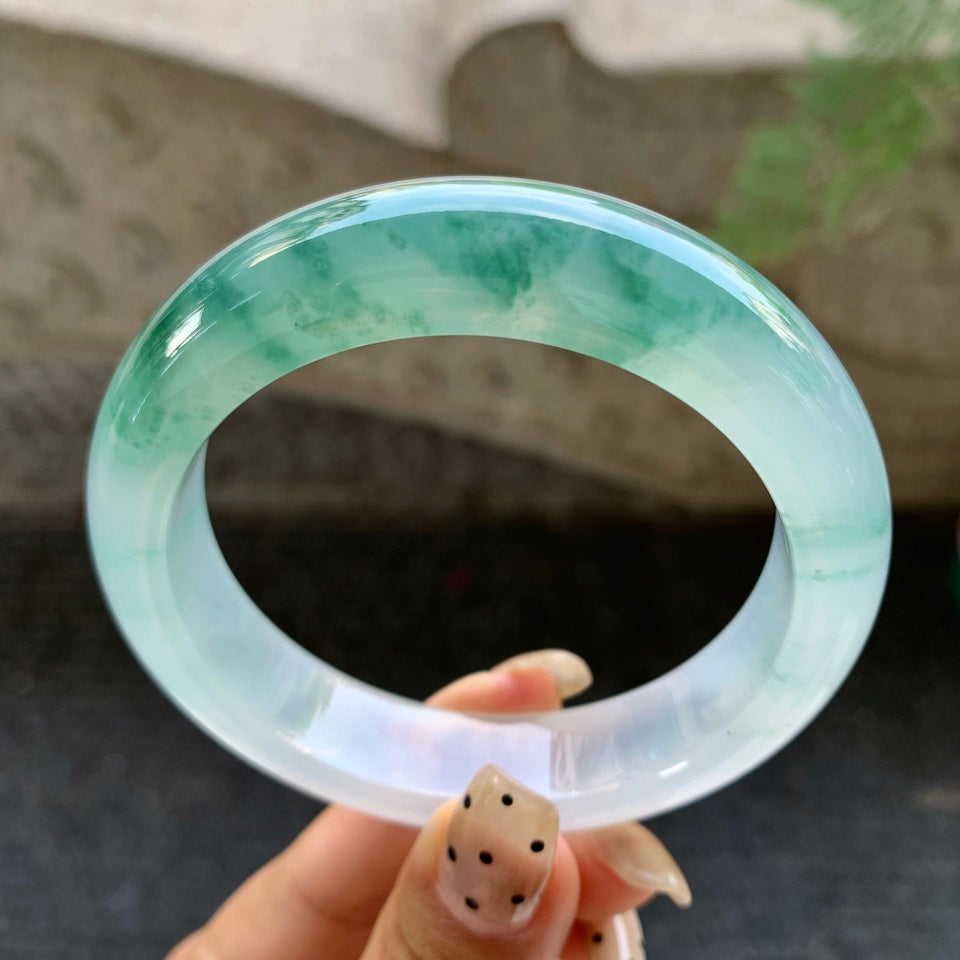 糯冰飘花翡翠平安镯（57.8mm）（yc028627）