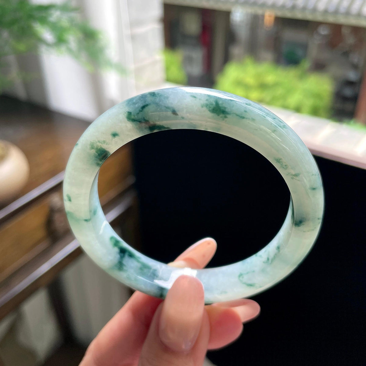 细糯种飘花正圈平安镯 55圈 天然缅甸A货翡翠（yc696435）