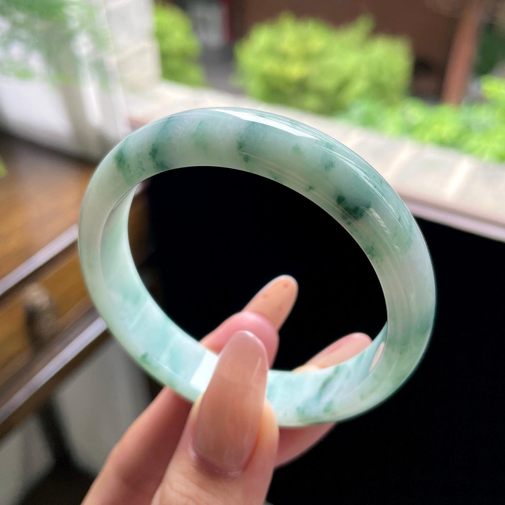 秒杀 细糯种绿飘花正圈平安镯 54圈（yc709455）