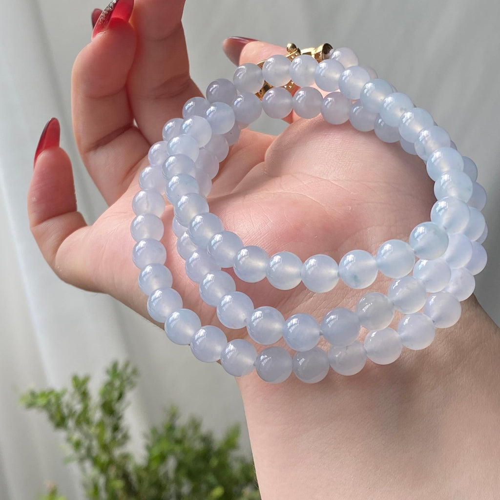 冰种蓝紫底珠链（84颗）（yc213178）