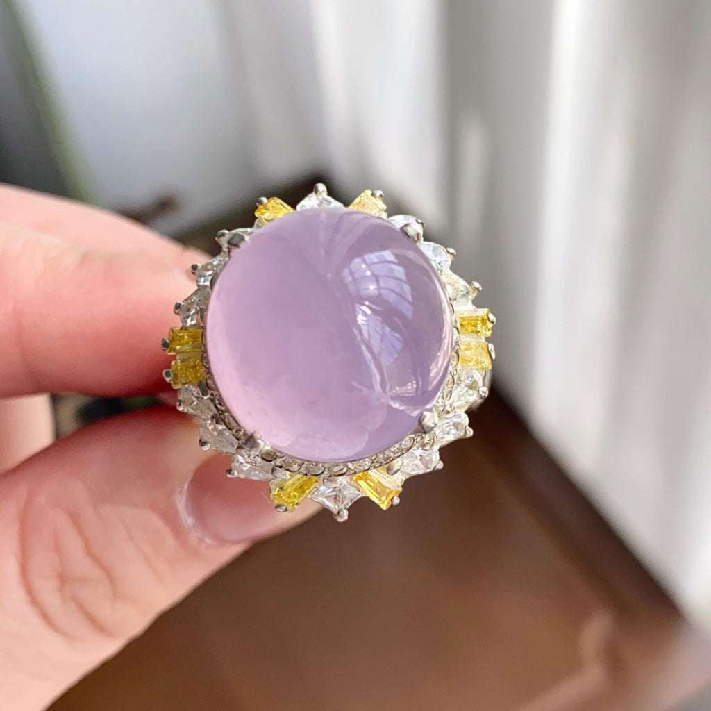 冰种粉春紫戒面裸石（yc258282）