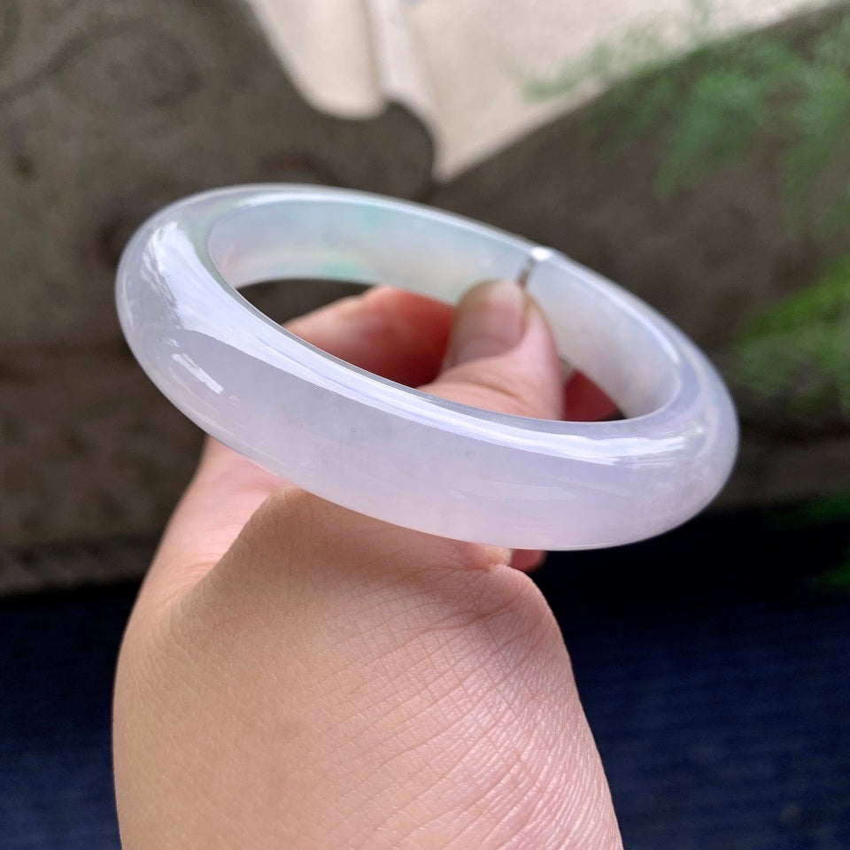 糯冰种淡春彩平安镯（55mm）（yc175880）