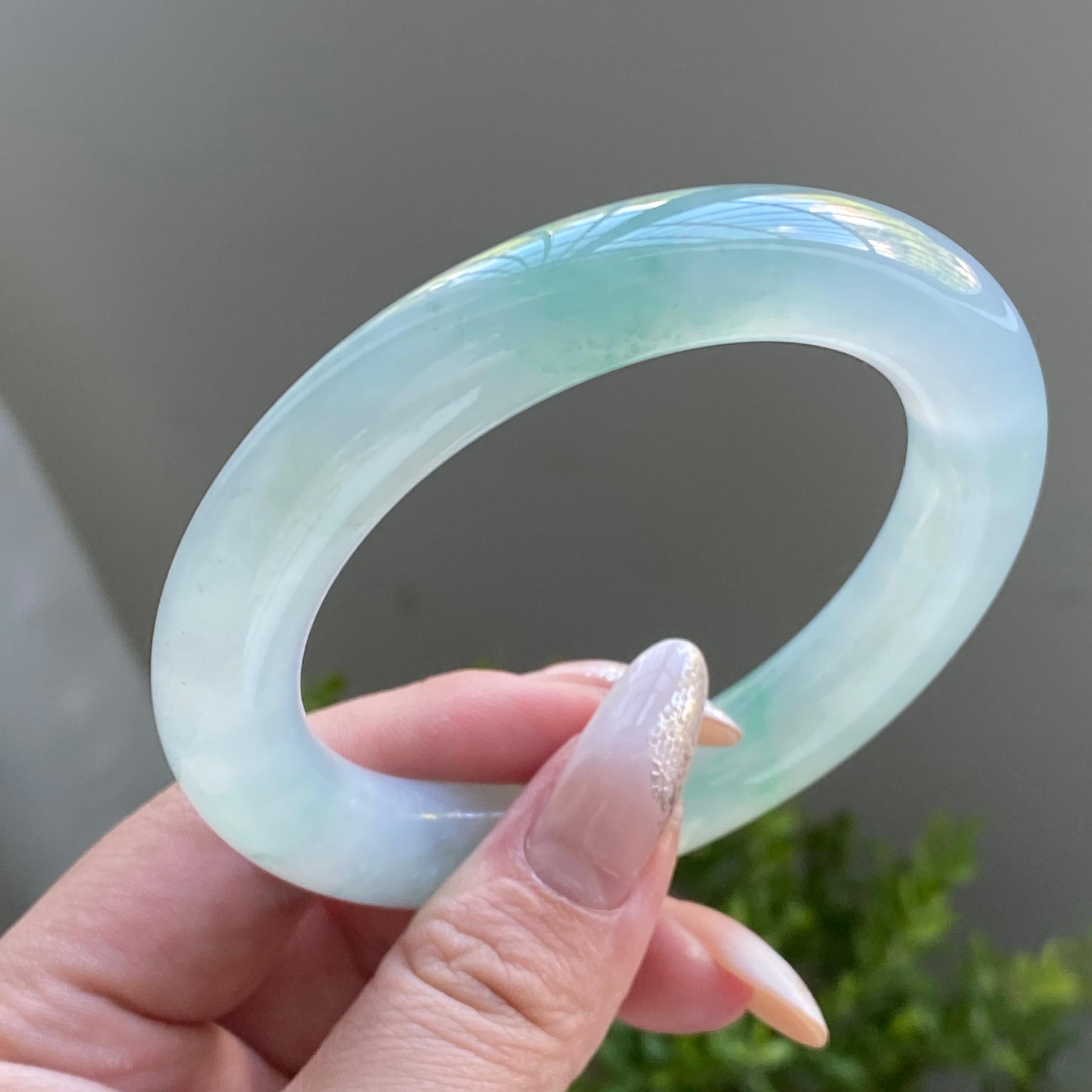 冰种飘花圆条手镯（56圈）（yc225916）