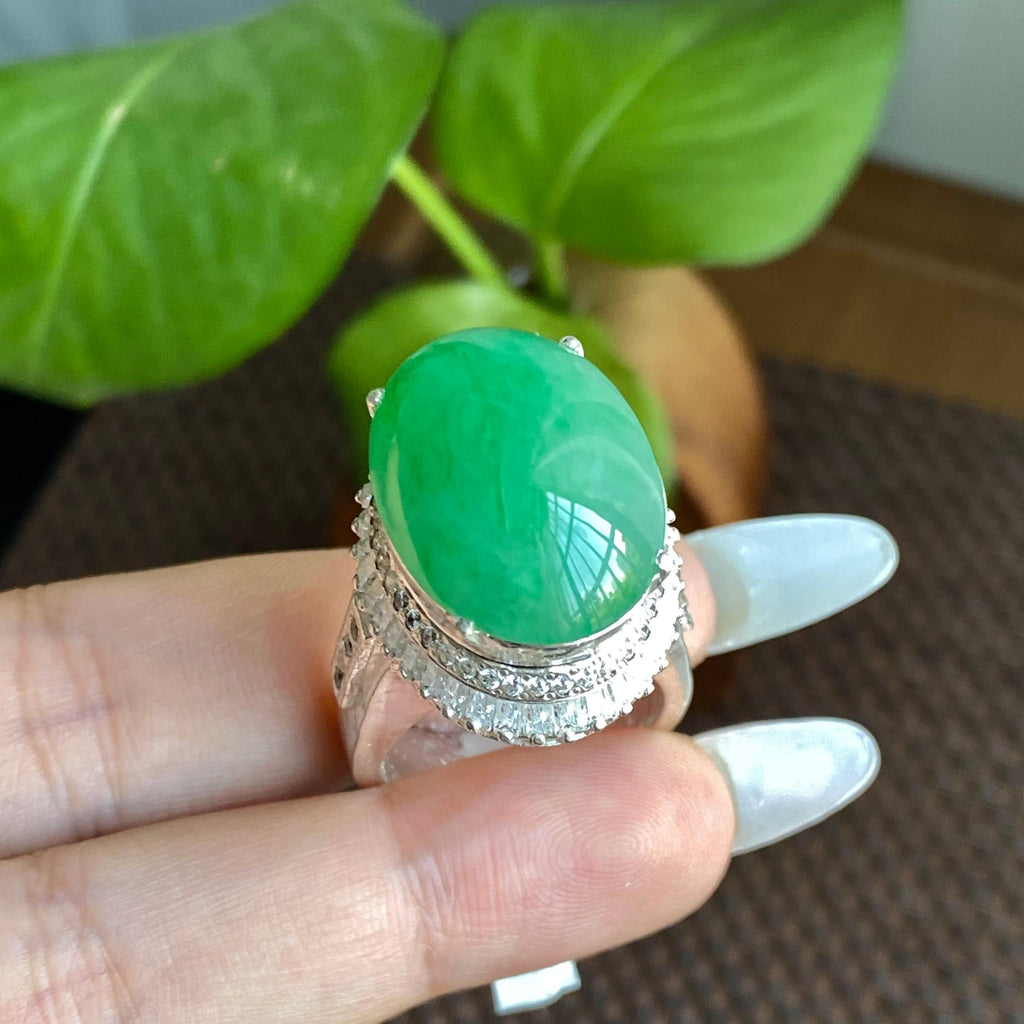 细糯种满绿裸石蛋面（yc282904）