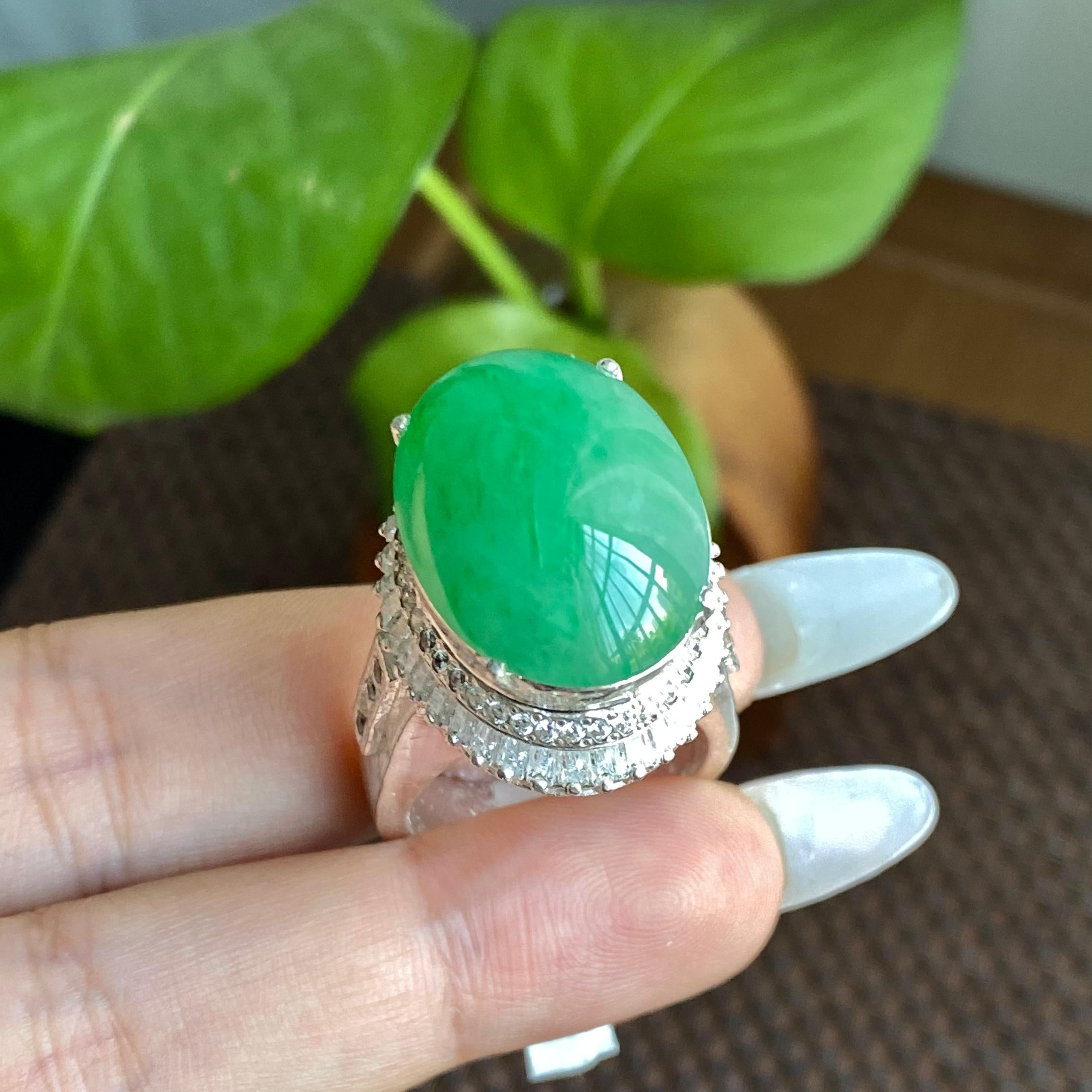 细糯种满绿裸石蛋面（yc282904）