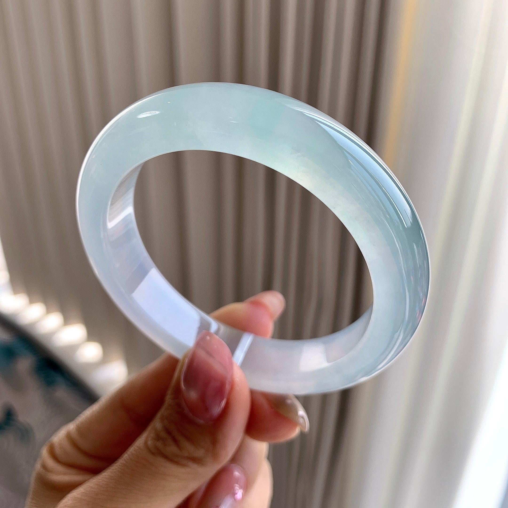 冰种蓝水平安镯（54mm）（yc283765）
