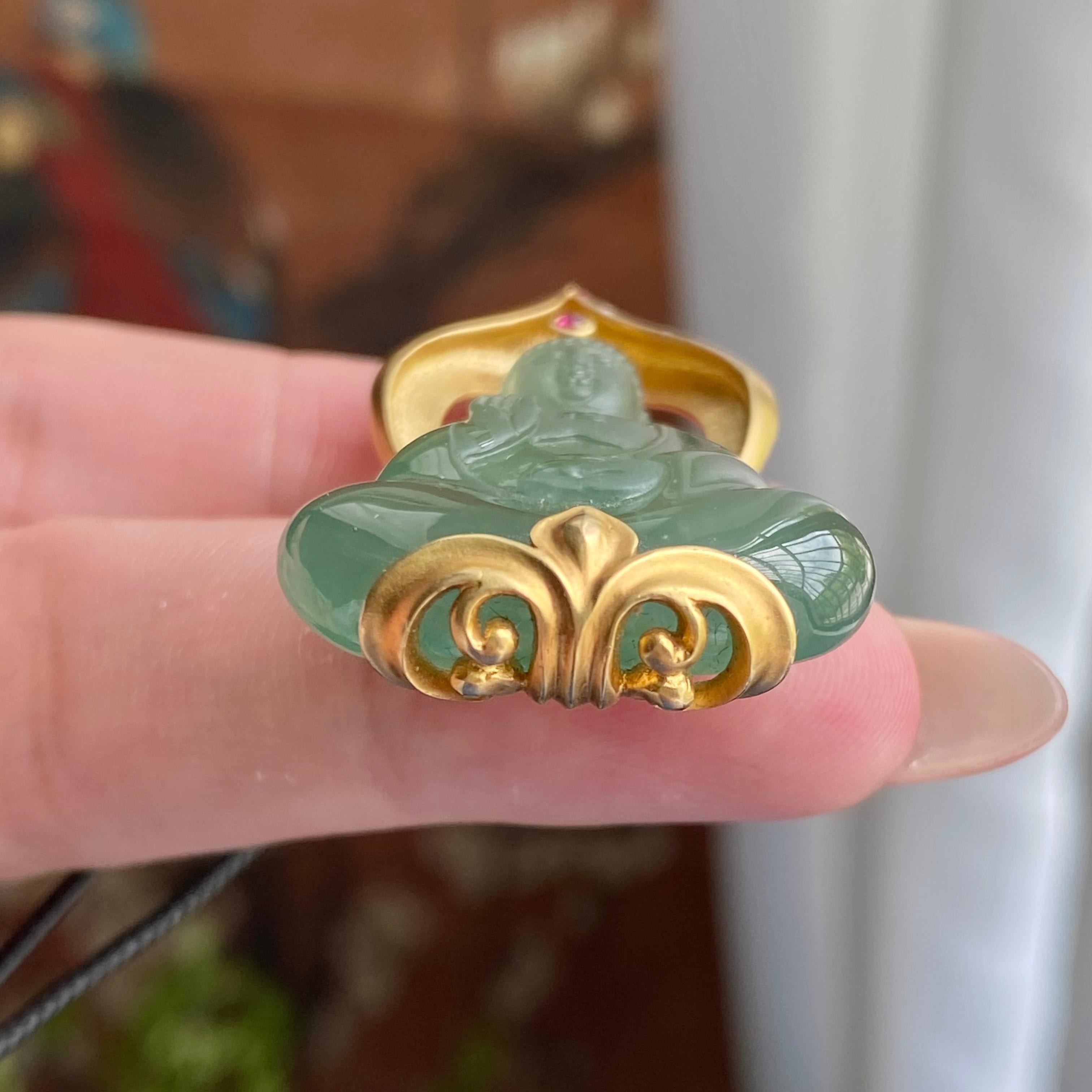 18k金镶冰种湖水绿观音吊坠（yc235110）