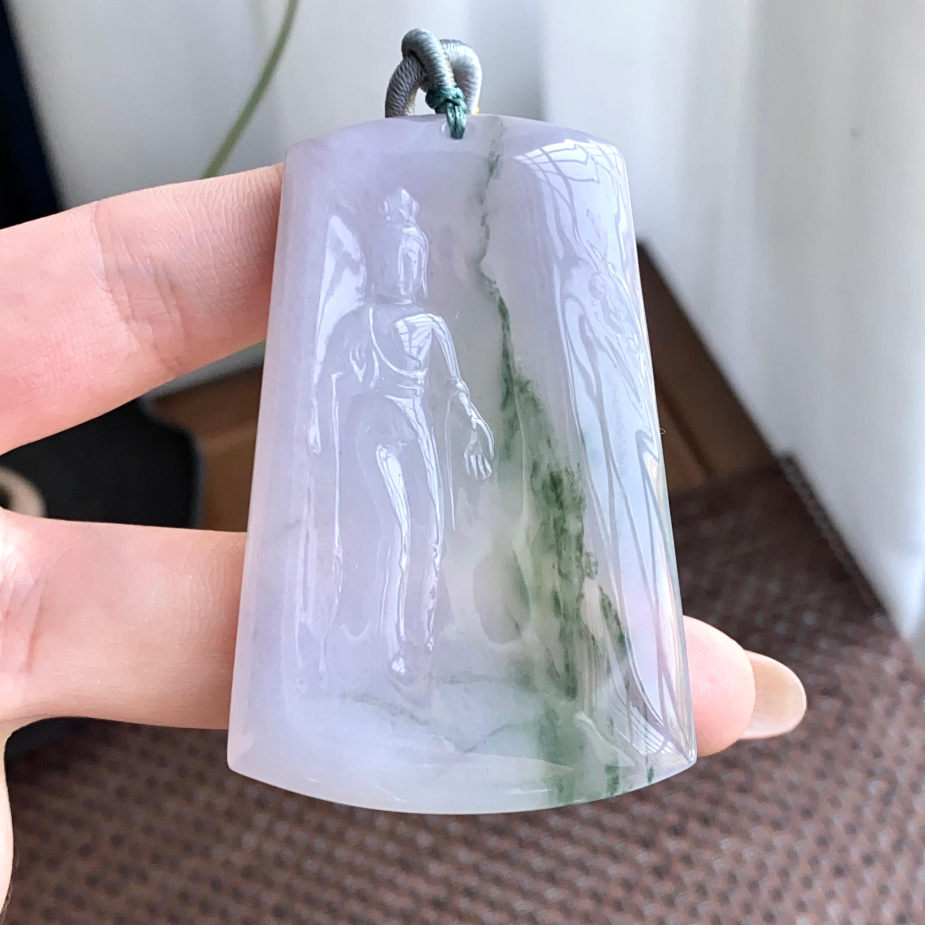 糯冰种飘花度母牌吊坠（yc265641）