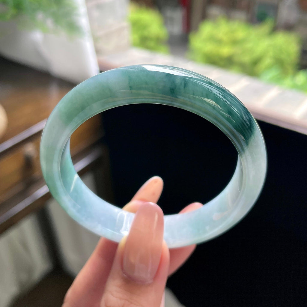 细糯种飘花正圈平安镯 56圈 天然缅甸A货翡翠（yc703297）