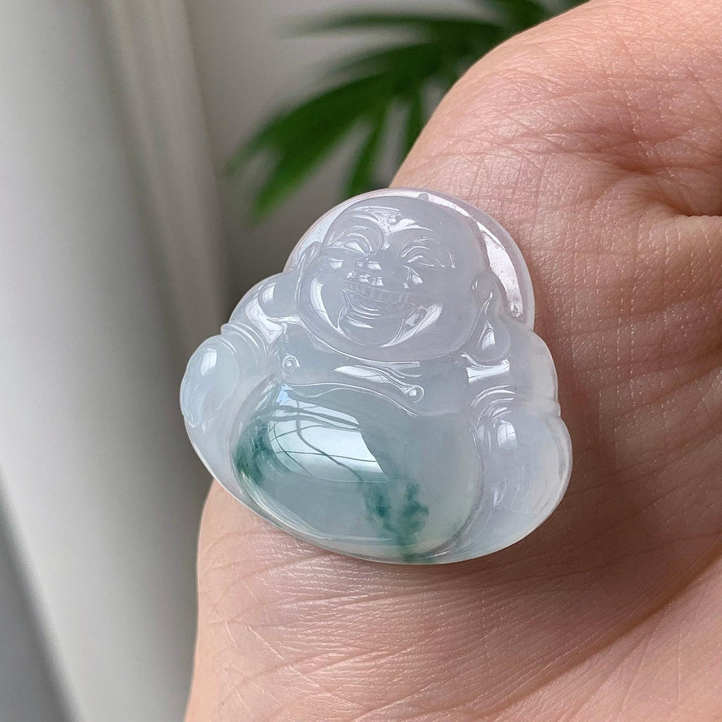 糯冰种飘花佛公吊坠 天然A货缅甸翡翠（yc693108）