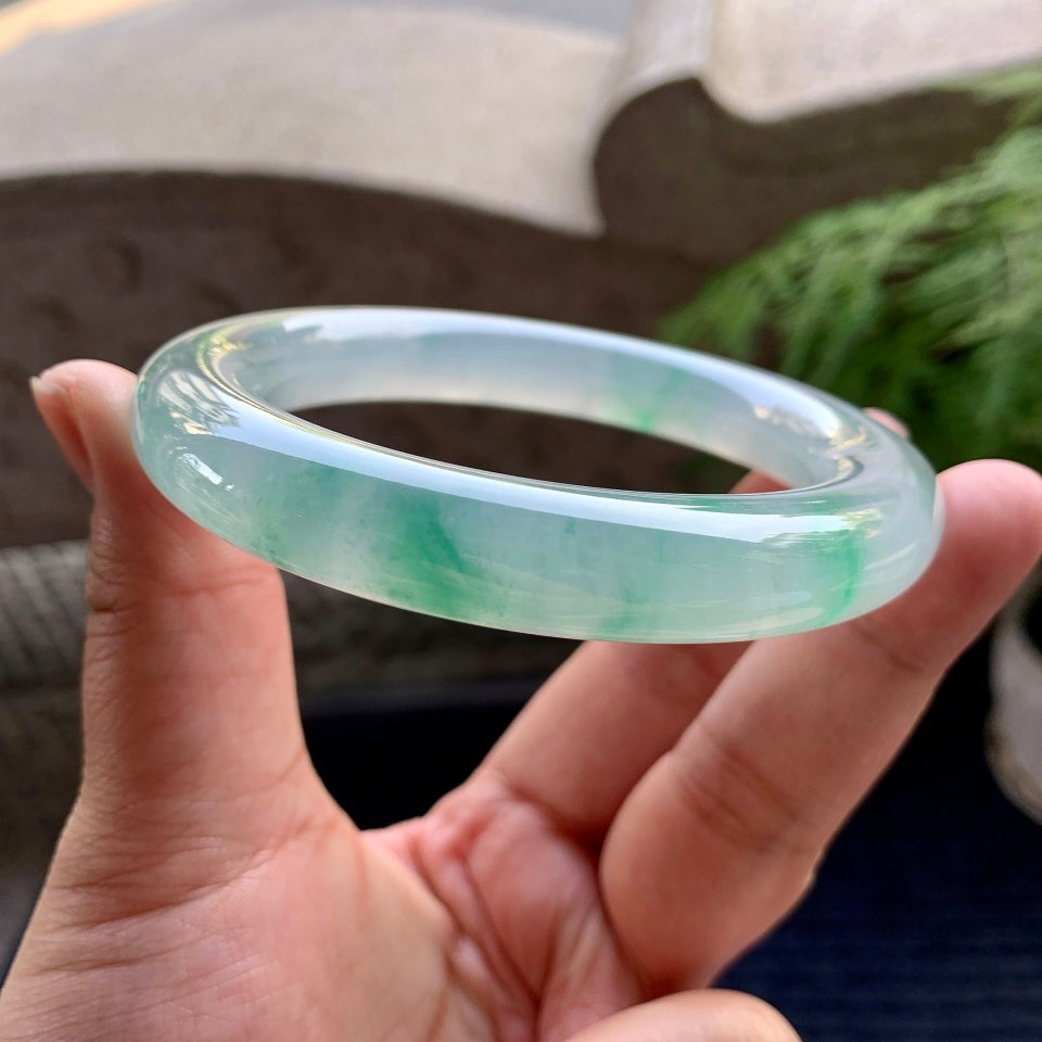 冰种飘花圆条手镯（62mm）（yc094207）