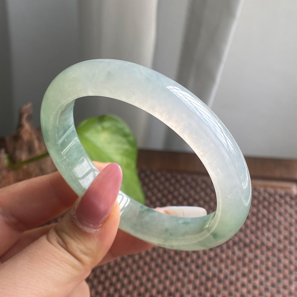 糯冰种飘花正圈手镯（59圈）（yc280809）