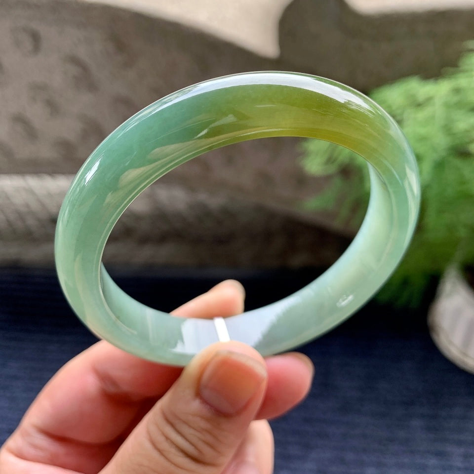 细糯种晴底飘黄翡平安镯（58.8mm）（yc101924）